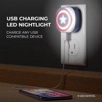 Marvel Captain America Shield Touch Led Night Light With Usb Charging Port Avengers Nightlight W Usb Phone Charger Foldable