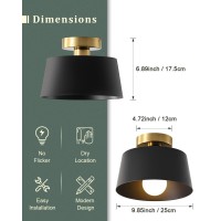 Lhlyclx 2 Pack Ceiling Light Fixture Hallway Ceiling Light With Gold Plate And Matte Black Shade Modern Simple Style Porch Lig