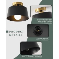 Lhlyclx 2 Pack Ceiling Light Fixture Hallway Ceiling Light With Gold Plate And Matte Black Shade Modern Simple Style Porch Lig