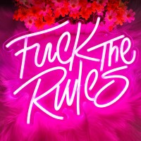 Heliwey Fuck The Rules Neon Sign For Teen Room Decor Man Cave Home Bar Sign Led Usb Operation Neon Light For Theme Party Decoration Aesthetic Room Decor