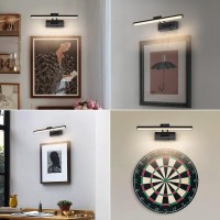 Jusheng Dimmable Black Picture Light Battery Operated 16 Inch Rechargeable Gallery Light With Swing Arm And Timer Function F