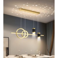 Stomee Led Pendant Lamp Dining Table Pendant Lamp With Remote Control Pendant Lamp Height Adjustable Pendant Lamp Modern Led Pendant Lamp For Dining Room Bedroom Kitchen Office Lamp (Gold, L100Cm)