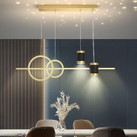 Stomee Led Pendant Lamp Dining Table Pendant Lamp With Remote Control Pendant Lamp Height Adjustable Pendant Lamp Modern Led Pendant Lamp For Dining Room Bedroom Kitchen Office Lamp (Gold, L100Cm)