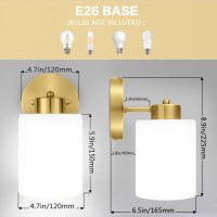 Halialumi Frosted Wall Sconce Set Of Two Gold Sconce Bathroom Lighting Modern Brass Vanity Light Midcentury Vanity Sconces For