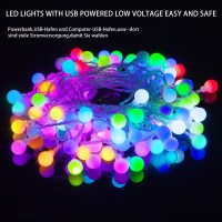 Qaca 100 Led Ball Fairy Lights, Colourful Usb Powered Fairy Lights, Indoor/Outdoor With Remote Control,Rgb,Memory Function,16 Modes Decorative Bulb,Wedding,Christmas Decoration