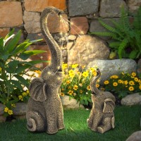 Ivcoole Garden Statues Elephant Decor With Led Solar Lights - Set Of 2 Good Luck Elephant Gifts For Women,Outdoor Statues Yard Decor For Patio,Porch,Home - Unique Housewarming Gifts