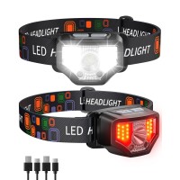 Getasi Headlamp Rechargeable 2Pcs, 1200 Lumen Super Bright Led Flashlight With Motion Sensor For Adults And Kids- Camping Accessories Gear, Waterproof For Hiking, Running, Fishing, Cycling