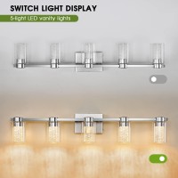 Zhizenl 5Light Bathroom Light Fixtures Brushed Nickel Vanity Lights Dimmable Led Bathroom Vanity Light Over Mirror Modern Cr