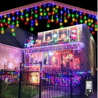 Icicle Christmas Lights Outdoor, 66Ft 640 Led Icicle Lights For Outside, Plug In Twinkle Lights Indoor With 8 Modes Timer Waterproof For House Holiday Decor Wedding Christmas Decorations (Multicolor)