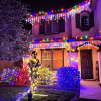 Icicle Christmas Lights Outdoor, 66Ft 640 Led Icicle Lights For Outside, Plug In Twinkle Lights Indoor With 8 Modes Timer Waterproof For House Holiday Decor Wedding Christmas Decorations (Multicolor)