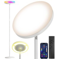 Keepsmile Double Side Lighting White Led Floor Lamp With Remote Smart App 36W 2600Lm Bright Tall Standing Rgb Angle Multicolor Dimmable Modern Floor Lamps For Living Room Bedroom Office