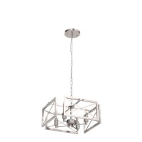 Doltoro Brushed Nickel Farmhouse Chandelier 4Light Modern Chandelier For Dining Room Lighting Fixtures Hanging Iron Square Fra