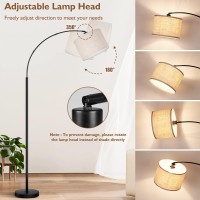 Arc Floor Lamps For Living Room Modern Standing Lamp With Adjustable Hanging Drum Shade 79 Black Tall Pole Lamp With Weighte