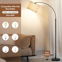 Arc Floor Lamps For Living Room Modern Standing Lamp With Adjustable Hanging Drum Shade 79 Black Tall Pole Lamp With Weighte