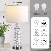 Qimh Table Lamp For Living Room With Touch Control 3Way Dimmable Bedside Lamps For Bedroom With Usb Ports Modern Farmhouse Coa