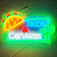 Artlast Tacos Neon Sign Tacos Cervezas Led Neon Light Mexican Food Neon Lights Street Food Led Sign Decor Tacos Shop Busniess