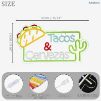 Artlast Tacos Neon Sign Tacos Cervezas Led Neon Light Mexican Food Neon Lights Street Food Led Sign Decor Tacos Shop Busniess