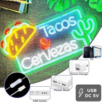 Artlast Tacos Neon Sign Tacos Cervezas Led Neon Light Mexican Food Neon Lights Street Food Led Sign Decor Tacos Shop Busniess