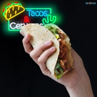 Artlast Tacos Neon Sign Tacos Cervezas Led Neon Light Mexican Food Neon Lights Street Food Led Sign Decor Tacos Shop Busniess