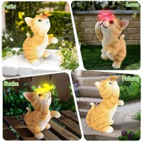 Sinhra Dog Statues Outdoor Decor, Solar Lights Outdoor Statue Garden Decorations Solar Dog Ornaments For Patio, Lawn, Yard Art Decoration, Housewarming Garden Gift