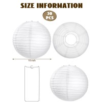 Treela 30 Pack White Chinese Japanese Paper Lanterns Decorative Hanging Ball Lanterns Round Paper Lantern Lamps For Wedding Birt