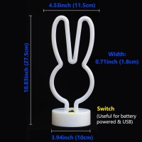 Easter Decorations Rabbit Lights Neon Signs, Creative Bunny Neon Lights With Base Battery/Usb Operated Rabbit Stuff For Home, Baby Teen Kids Girls Bedroom, Spring Decor (Rabbit-Multi-Colored)