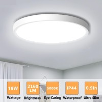 Led Flush Mount Ceiling Light Fixture 9Inch Modern Led Ceiling Light White 18W 5000K Low Profile Slim Flat Surface Mount Ceili