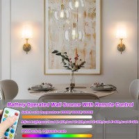 Battery Operated Wall Sconce Set Of 2, Wireless Dimmable Battery Powered Wall Lamp With Remote Control,Battery Wall Light With White Fabric Shade For Bedroom,Easy To Install,3 Color Temp Bulb Included