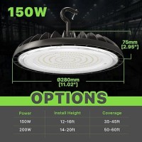 Glitgate Led High Bay Light 150W 21000Lm 5000K Ufo Led High Bay Light600W Mhhps Equiv Commercial Bay Lighting With 5Ft Cab