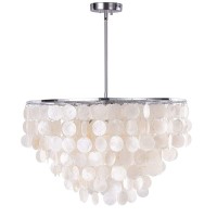 Knoxc Chandeliers, Sea Shell Chandelier Plating Chrome Natural Shell Lights Modern Attic Natural Seashell Chandelier Ceiling Led Lighting Dinning Room Living Room Kitchen Bedroom Hanging Lights/D27*H3