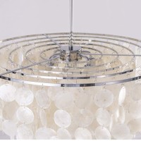 Knoxc Chandeliers, Sea Shell Chandelier Plating Chrome Natural Shell Lights Modern Attic Natural Seashell Chandelier Ceiling Led Lighting Dinning Room Living Room Kitchen Bedroom Hanging Lights/D27*H3