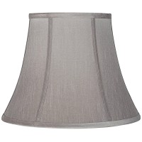 Set Of 2 Softback Round Bell Lamp Shades Pewter Gray Medium 8 Top X 14 Bottom X 11 Slant X 105 High Spider With Replacement