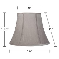 Set Of 2 Softback Round Bell Lamp Shades Pewter Gray Medium 8 Top X 14 Bottom X 11 Slant X 105 High Spider With Replacement