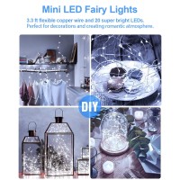 20 Pack Fairy Lights Battery Operated 33Ft 20 Led Mini String Lights Twinkle Lights Copper Wire Firefly Starry Lights For Mason