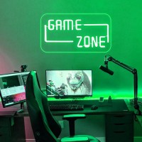 Piloyinde Game Zone Neon Sign Green Led Signs For Bedroom Wall Game Neon Signs For Wall Decor Usb Powered Neon Lights For Bedroo