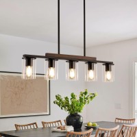 Mecgirn Farmhouse Dining Room Light Fixtures Over Table Black Pendant Lights For Kitchen Island 5 Light Linear Chandelier Ligh