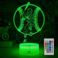 Tqyydf Baseball Gift Illusion Night Light For Kids 16 Colors Flashing Modes With Remote Control Opreated Dimmable Christmas