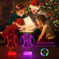 Tqyydf Baseball Gift Illusion Night Light For Kids 16 Colors Flashing Modes With Remote Control Opreated Dimmable Christmas