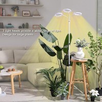 Grow Light With Stand Yadoker Trihead Led Plant Light For Indoor Plants Full Spectrum Grow Lamp 81216H Timer 10 Dimmable