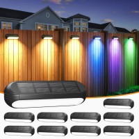 Ahaorigin Fence Solar Lights Outdoor Waterproof, 10 Pack Upgraded Solar Step Lights Deck Lights With Multi-Color Charging & Warm White, Fence Lights Solar Powered For Stair Pool Patio Yard Decorations