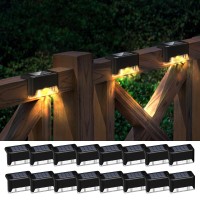 Otdair Solar Deck Lights, 16 Solar Step Lights Waterproof Led Solar Stair Lights, Outdoor Solar Fence Lights For Deck, Stairs, Step, Yard, Patio, And Pathway (Warm White), Black