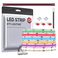 Btflighting Fcob Cob Led Strip Rgbw 4000K Flexible High Density Uniform Light 896Ledm 164Ft Dc12V 12Mm Width Color Changing L