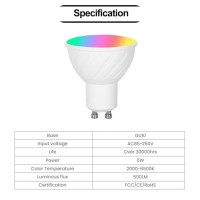 Gu10 Wifi Smart Dimmable Rgbcw Led Light Bulbs Works With Apple Homekit Siri Voice Control Compatible With Alexa Google Assistant