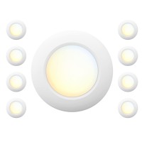 Jullison 8 Packs 6 Inch 5Cct Field Selectable Led Low Profile Recessed & Surface Mount Disk Light, Round, 15W, 920 Lumens, Cri80, 27K-30K-35K-40K-50K, Driverless, Dimmable, Etl & Wet Listed, White