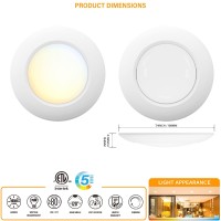 Jullison 8 Packs 6 Inch 5Cct Field Selectable Led Low Profile Recessed & Surface Mount Disk Light, Round, 15W, 920 Lumens, Cri80, 27K-30K-35K-40K-50K, Driverless, Dimmable, Etl & Wet Listed, White