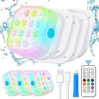 Vidome Rechargeable Pool Lights Pool Lights With Remote Ip68 Full Waterproof Submersible Led Lights Builtin Magnet 16 Color C