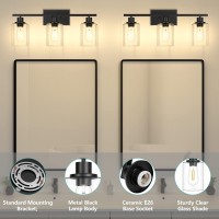 Asnxcju 3Light Vanity Light Fixtures Black Bathroom Lighting Fixtures Over Mirror Bathroom Wall Mounted Lamp With Clear Glass