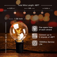 Addlon 962 48 Ft Outdoor String Lights Waterproof Globe Patio Lights With 582 Dimmable G40 Bulbs Ul Listed Hanging Lights