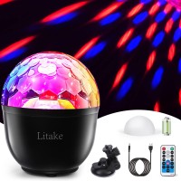 Litake 2In1 Music Activated Rgbw Mini Disco Ball Light For Car Outdoor,Color Nursery Night Light For Kids Teen,360?Rotating Lights With Remote,Usb Rechargeable Light For Bar Party Halloween Xmas