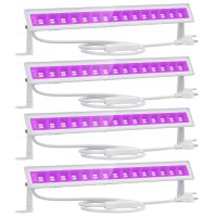 Onforu 4 Pack 27W Led Black Lights, Blacklight Bars With Plug And Switch, Ip66 Waterproof Black Lights For Glow Party, Halloween Decorations, Bedroom, Classroom, Body Paint, Stage Lighting, White